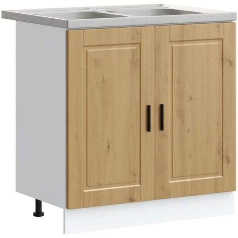 Mobiletto per lavabo con porta Porto Marrone 80 x 46 x 81,5 cm vidaXL