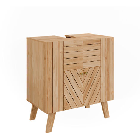 Mobiletto per lavabo Lucie, Bambù, 60 x 65 cm con 2 porte, Vicco
