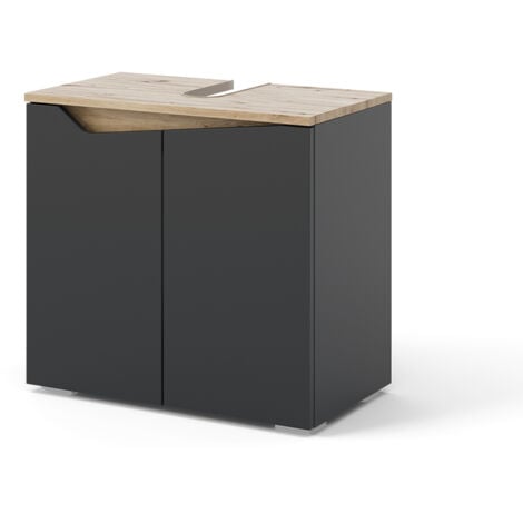 Mobiletto per lavabo Marelle, Antracite, 60 x 57.5 cm con 2 porte, Vicco