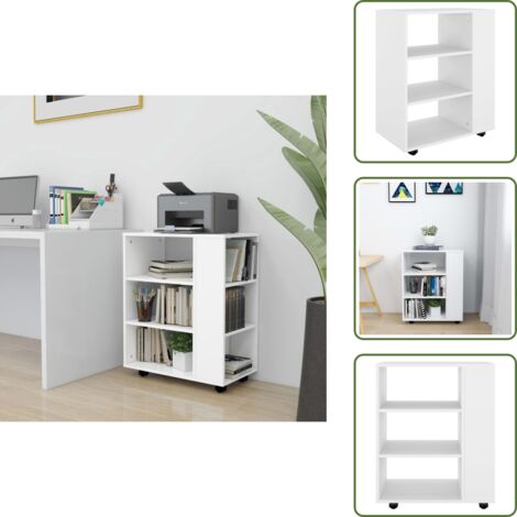 Mobiletto per scrivania - vidaXL Mobiletto con Rotelle Bianco 60x35x75cm in Legno Ingegnerizzato - Mobiletto per ufficio