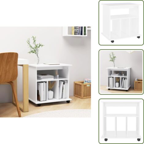 Mobiletto per scrivania - vidaXL Mobiletto con Ruote Bianco 60x45x60 cm in Legno Multistrato -