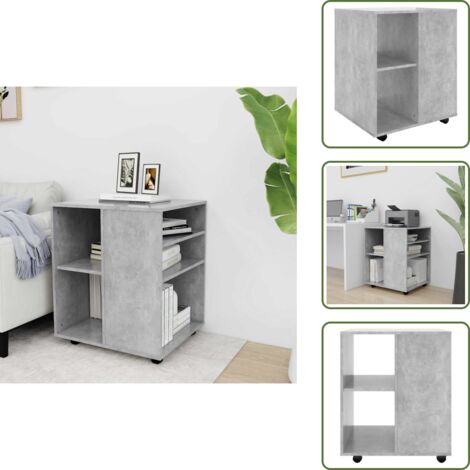 Mobiletto per scrivania - vidaXL Mobiletto con Ruote Grigio Cemento 60x53x72cm Legno Multistrato - Mobiletto con ruote bloccabili