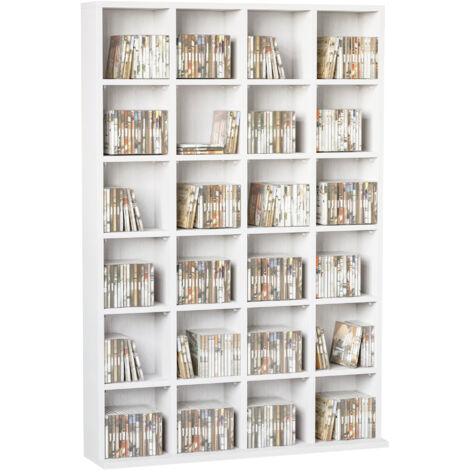 Mobiletto porta CD con ripiani regolabili, 89 x 130,5 cm, bianco