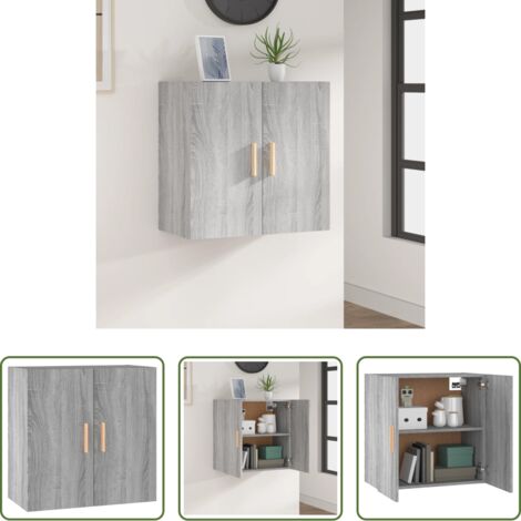 Mobiletto portaoggetti -  Mobile Pensile Grigio Sonoma 60x30x60 cm Legno Multistrato