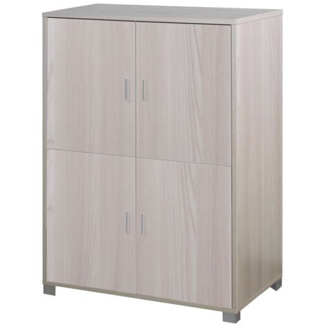Mobiletto quattro ante con ripiani per ufficio Olmo Chiaro 107x41x h162 cm