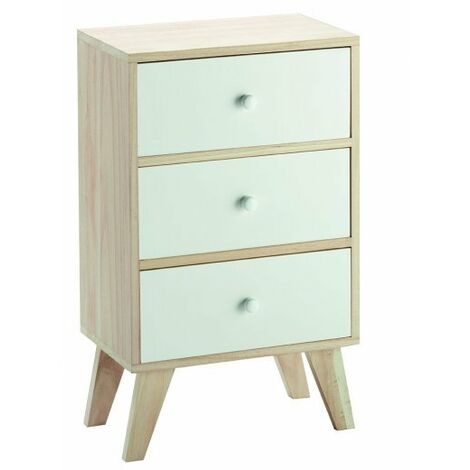 Mobiletto soggiorno, ufficio, 3 cassetti in legno paulownia 40x25x66,5H Slome