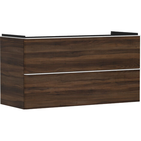 Mobiletto sottolavabo Xelu Q 1180x605x475mm NB marrone scuro con maniglia opaca bianca