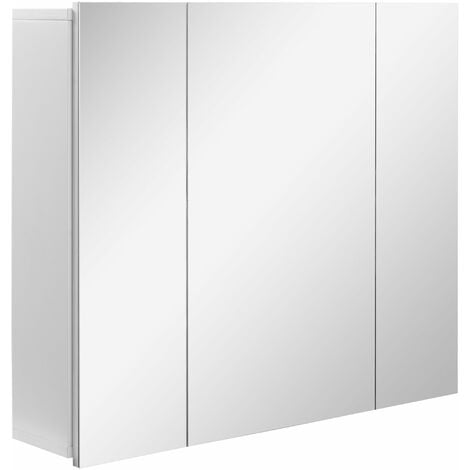 GIORDANOSHOP Mobiletto Specchiera da Bagno 3 Ante 70x15x60 cm in MDF Bianco