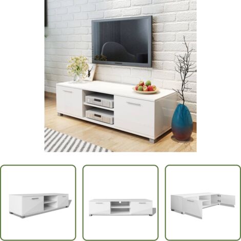 Mobiletto TV -  Mobile Porta TV Bianco Lucido 120x40,5x35 cm