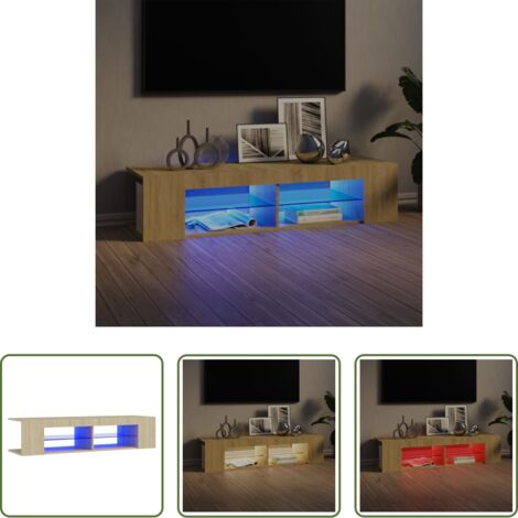 Mobiletto TV -  Mobile Porta TV con Luci LED Rovere Sonoma 135x39x30 cm