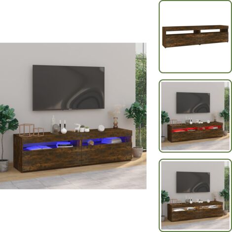 Mobiletto TV - vidaXL Mobile Porta TV con Luci LED 2pz Rovere Fumo 75x35x40 cm - Stoccaggio