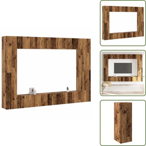 Mobiletto TV - vidaXL Set Mobile TV 8 pz Montato a Parete Legno Antico in Truciolato - Truciolato