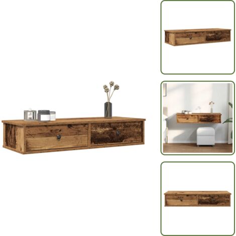 Mobiletto - vidaXL Scaffale a Parete con Cassetti Antico 100x37,5x19 cm Truciolato - Truciolato