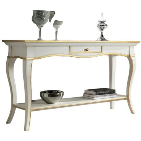 CONSOLLE IN LEGNO SHABBY CHIC BIANCO OPACO MOD LAURA