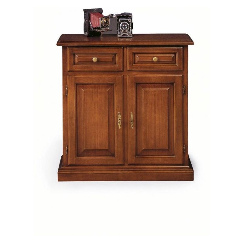 Image of Credenza madia classica 2 porte 2 cassetti Legno tinta noce 82x41x84 - Mobili 2g