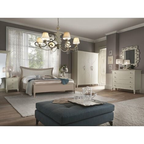 MOBILI 2G - LETTO MATRIMONIALE SAGOMATO SHABBY CHIC BIANCO LEGNO MA