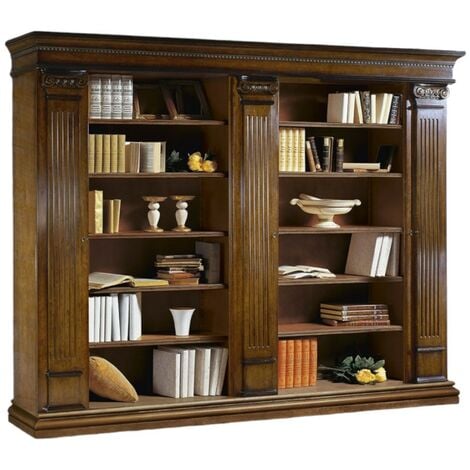 MOBILI2G - Libreria classica 2 porte in legno bianca 140x40x220