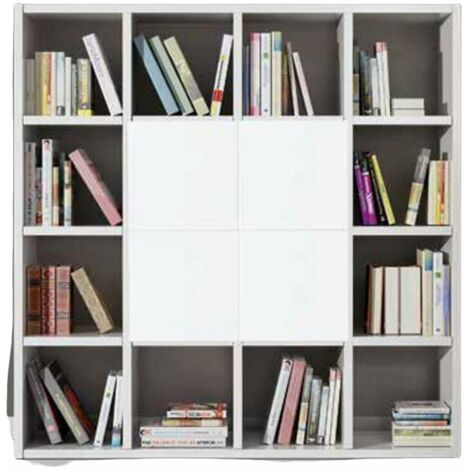 MOBILI 2G - Libreria porta Tv moderna laminato bianco frassino L.175 P.30 H.175