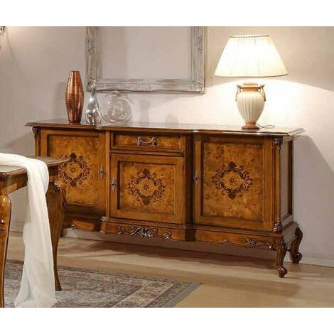 Credenza in noce arte povera, con 4 porte e 4 cassetti 205x94