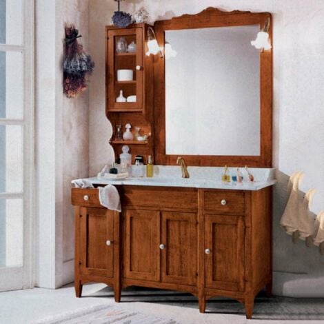 MOBILI 2G - MOBILE BAGNO INDUSTRIAL CORTINA IN LEGNO MASSELLO DI ABETE  120X56X83