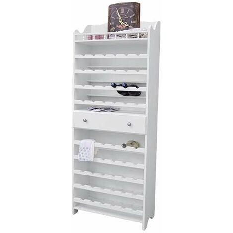 MOBILI 2G - PORTA BOTTIGLIE CON CASSETTO CENTRALE LACCATO BIANCO OPACO MISURE L.70 P.30 H.174