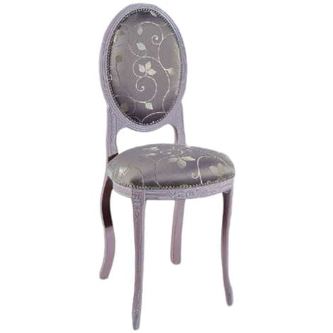 MOBILI 2G - SEDIA SHABBY CHIC ARGENTO IMBOTTITA IN LEGNO CON FREGI