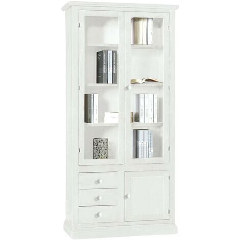 Vetrina espositiva legno massello bianco 75x86x21 cm Mobiletto