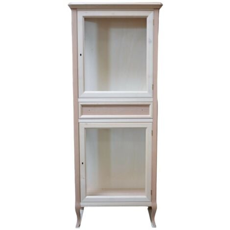 MOBILI 2G - VETRINA 2 PORTE SHABBY CHIC AZZURRO IN LEGNO L.145 x P.