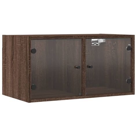 Mobili a Muro con Ante in Vetro 2pz Rovere Marrone 68,5x37x35cm vidaXL