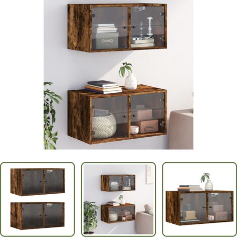 Mobili a muro -  Mobili a Muro con Ante in Vetro 2pz Rovere Fumo 68,5x37x35 cm