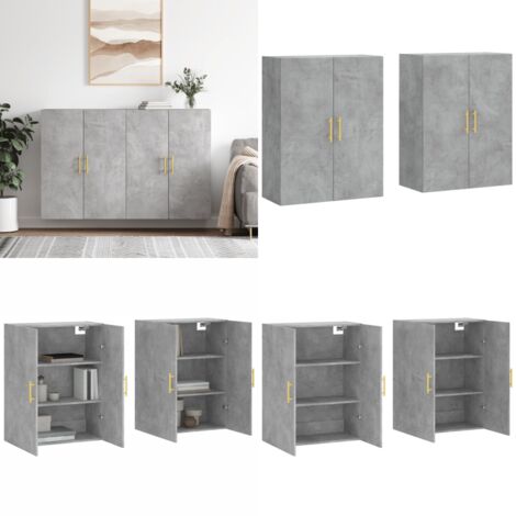 Mobili a Parete 2 pz Grigio Cemento 69,5x34x90 cm - Mobili a parete - Armadietto da parete