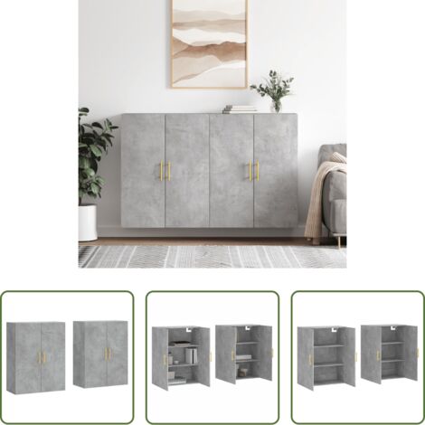 Mobili a parete -  Mobili a Parete 2 pz Grigio Cemento 69,5x34x90 cm