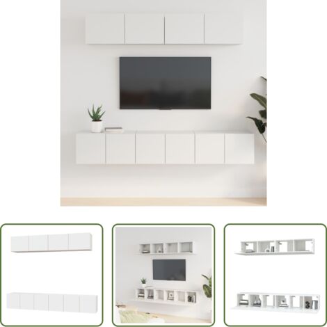 Mobili a parete -  Set di Mobili Porta TV 5 pz Bianco in Legno Multistrato