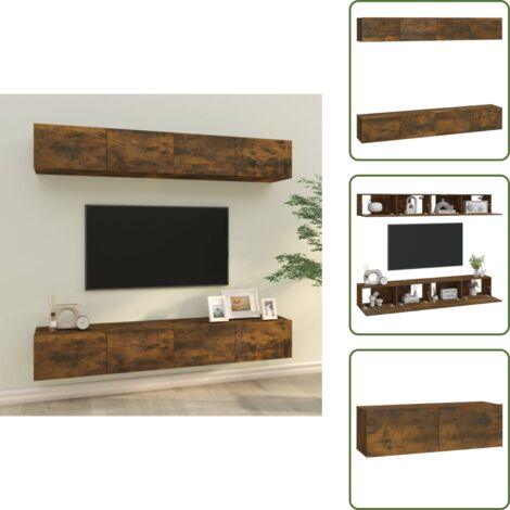 Mobili a parete - vidaXL Mobili Porta TV a Parete 4 pz Rovere Fumo 100x30x30 cm - TV a parete