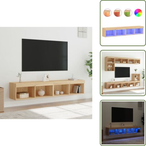 Mobili a parete - vidaXL Mobili TV con Luci LED 2pz Rovere Sonoma 80x30x30 cm - Spazio di conservazione