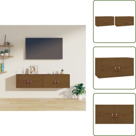 Mobili a parete - vidaXL Pensili 2 pz Marrone ambra 60x30x30cm in Legno Massello di Pino - Armadi in legno