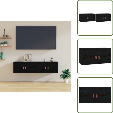 Mobili a parete - vidaXL Pensili 2 pz Neri 60x30x30 cm in Legno Massello di Pino - Armadietti in legno