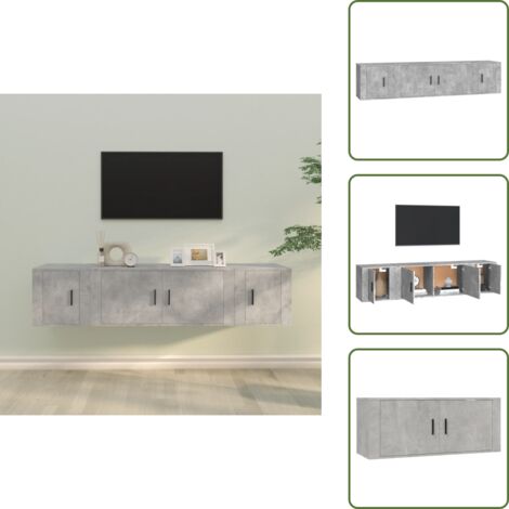 Mobili a parete - vidaXL Set di Mobili Porta TV 3 pz Grigio Cemento in Legno Multistrato - Mobili in legno multistrato