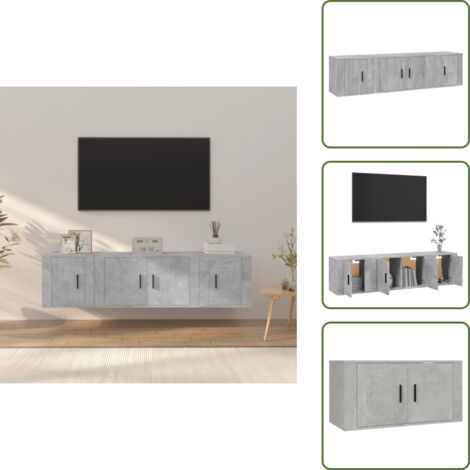 Mobili a parete - vidaXL Set di Mobili Porta TV 3 pz Grigio Cemento in Legno Multistrato - TV in legno