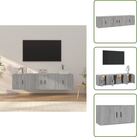 Mobili a parete - vidaXL Set Mobili Porta TV 3 pz Grigio Sonoma in Legno Multistrato - Mobili in legno multistrato