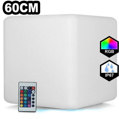 EUROPALAMP Mobili con illuminazione LED RGBW Cubo luminoso a LED multicolore RGB senza fili. Telecomando. Ricaricabile. 24 LEDs