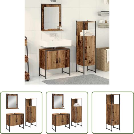 Mobili da bagno -  Set di mobili per il bagno 3 pcs Marrone Legno multistrato