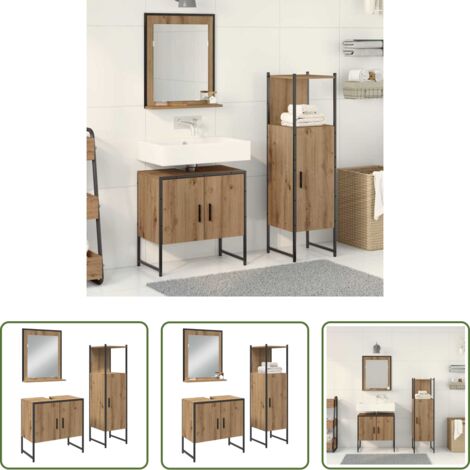 Mobili da bagno -  Set di mobili per il bagno 3 pcs Marrone Legno multistrato