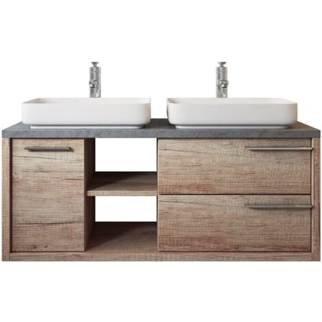 Lavandini Da Esterno Con Mobiletto.Mobili Da Bagno Vermont 120cm Nature Wood Armadio Mobiletto Lavabo Mobili Armadietto Bmrsver120zkzs