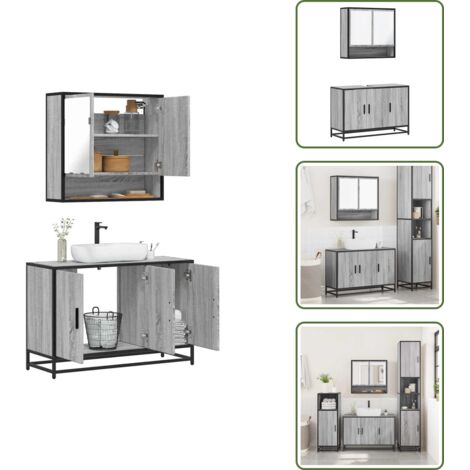 Mobili da bagno - vidaXL Set Mobili da Bagno 2 pz Grigio Sonoma in Legno Multistrato - Armadietto in legno