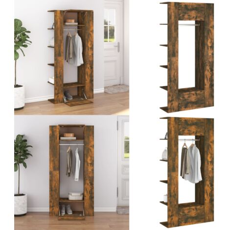 Mobili da Corridoio 2 pz Rovere Fumo in Legno Multistrato - Armadi da ingresso - Armadi da ingresso in legno