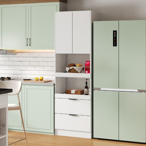 Mobili da cucina alti 200 cm, mobili contenitori, ante, cassetti, ripiani per microonde, pensili con protezione antiribaltamento, credenze, mobili multifunzionali indipendenti per sala da pranzo, sogg