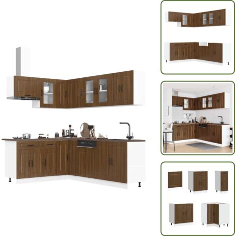 Mobili da cucina con piedini regolabili - vidaXL Set Mobili da Cucina 11 pz Kalmar Rovere Marrone in Truciolato - Mobili da cucina per cucina