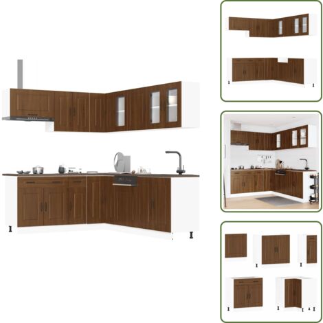 Mobili da cucina con piedini regolabili - vidaXL Set Mobili da Cucina 11 pz Kalmar Rovere Marrone in Truciolato - Mobili da cucina per piccole cucine