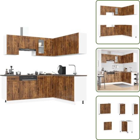 Mobili da cucina con piedini regolabili - vidaXL Set Mobili da Cucina 11 pz Lucca Rovere Fumo in Truciolato - Mobili da cucina in legno multistrato